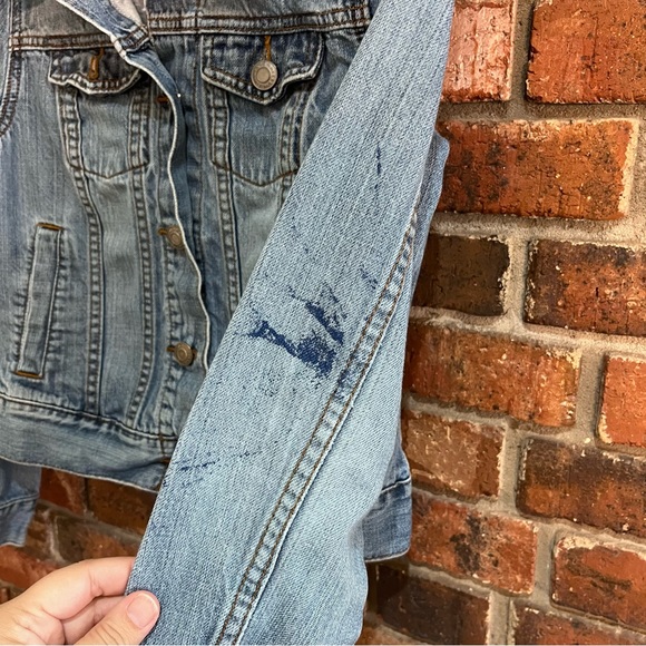 Old Navy womens denim jean jacket diy blue small americana greaser - Picture 4 of 5